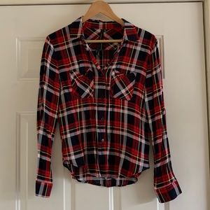 Button-up Plaid Top